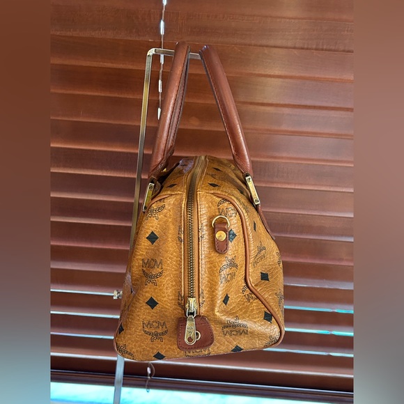 MCM Small Cognac Visetos Boston Bag - Picture 5 of 11